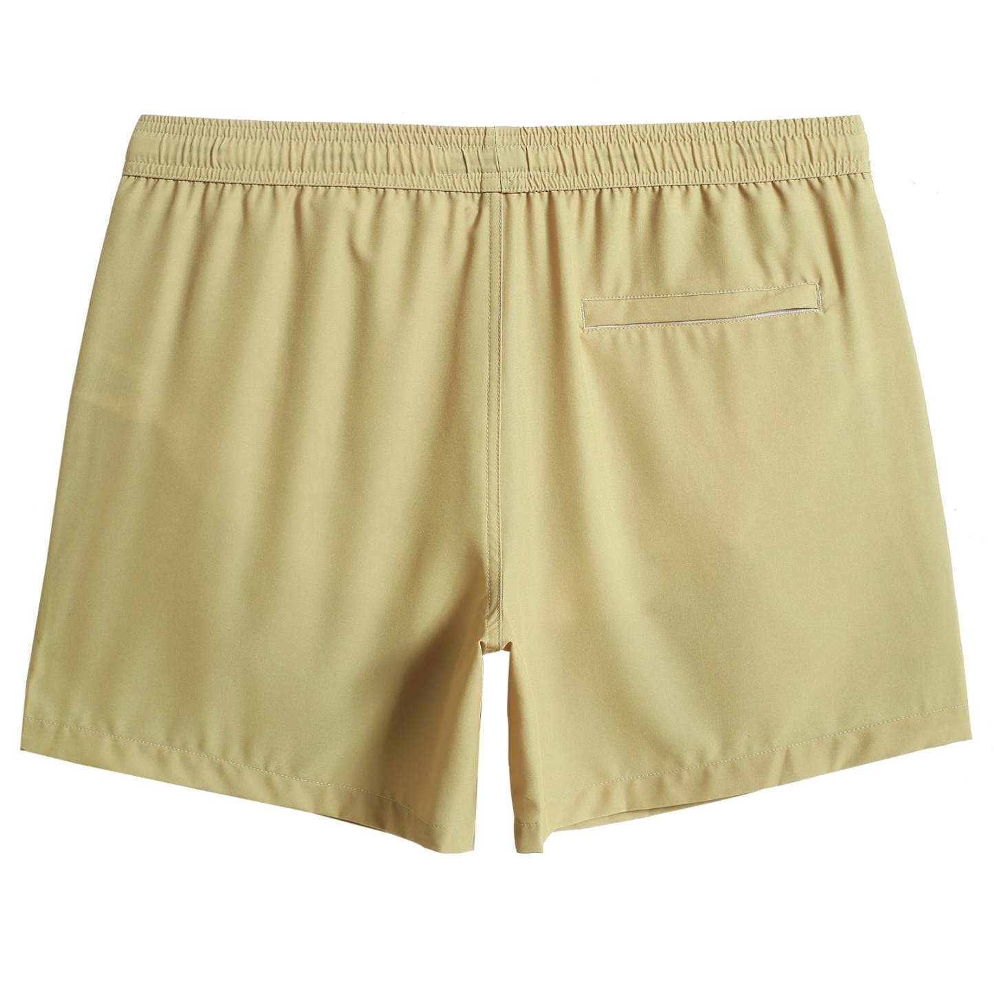 5.5 Inch Inseam Stretch Solid Yellow Swim Trunks-VibeCloset