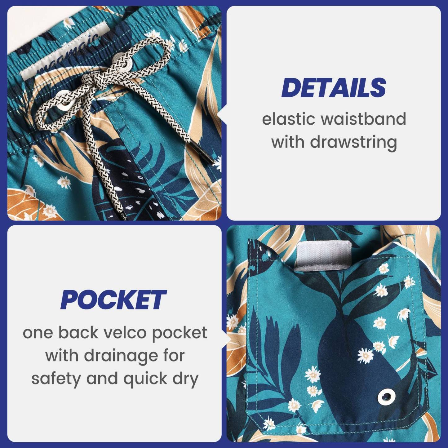 5.5 Inch Inseam Tropical Forest Swim Trunks-VibeCloset