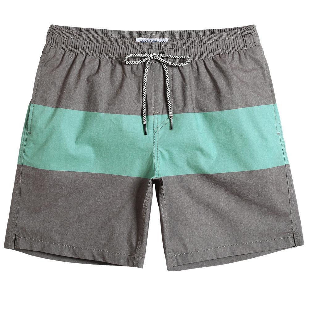 7 Inch Inseam Stretch Gary&Green Stripe Swim Trunks-VibeCloset