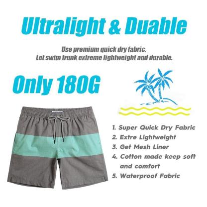 7 Inch Inseam Stretch Gary&Green Stripe Swim Trunks-VibeCloset