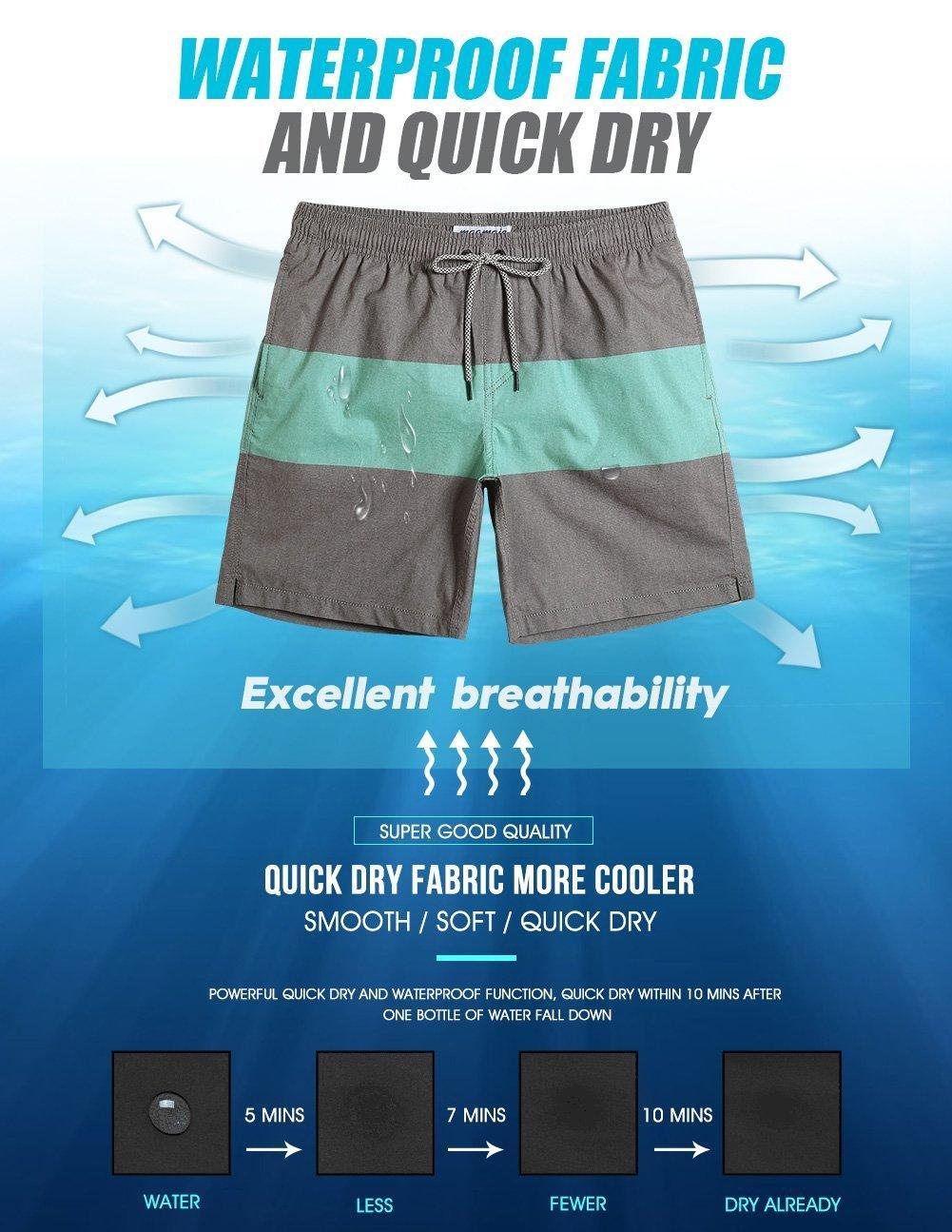 7 Inch Inseam Stretch Gary&Green Stripe Swim Trunks-VibeCloset
