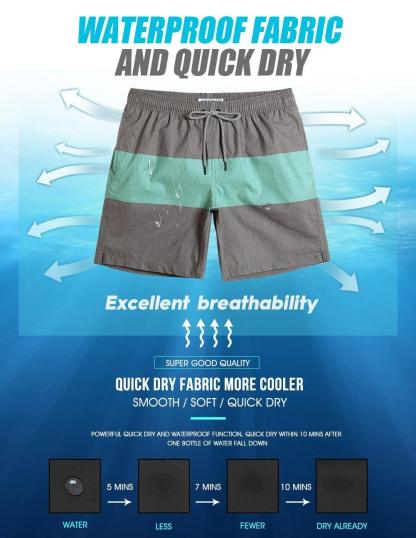 7 Inch Inseam Stretch Gary&Green Stripe Swim Trunks-VibeCloset