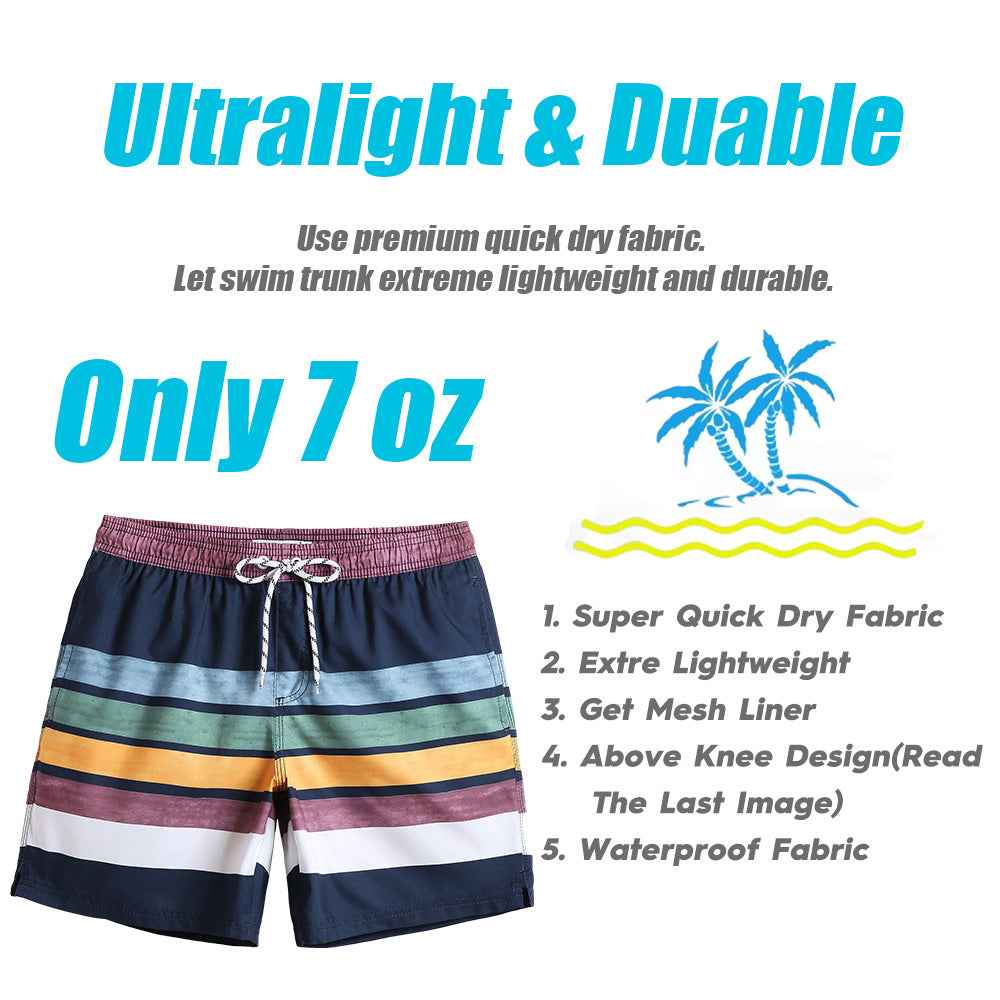 7 Inch Inseam Fresh Striped Swim Trunks-unboundedy
