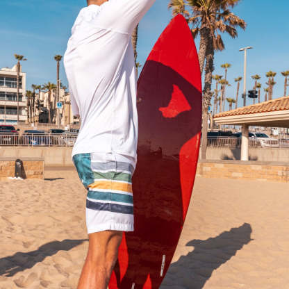 7 Inch Inseam Fresh Striped Swim Trunks-unboundedy