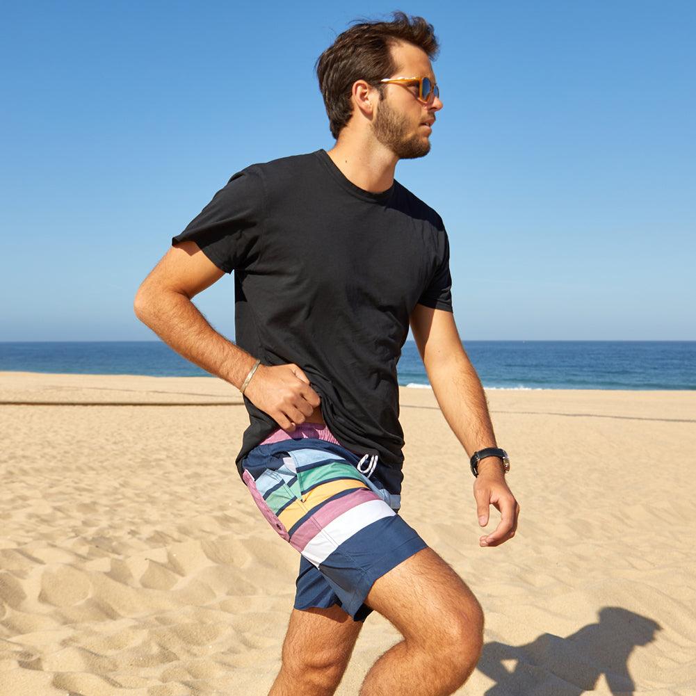 7 Inch Inseam Fresh Striped Swim Trunks-unboundedy