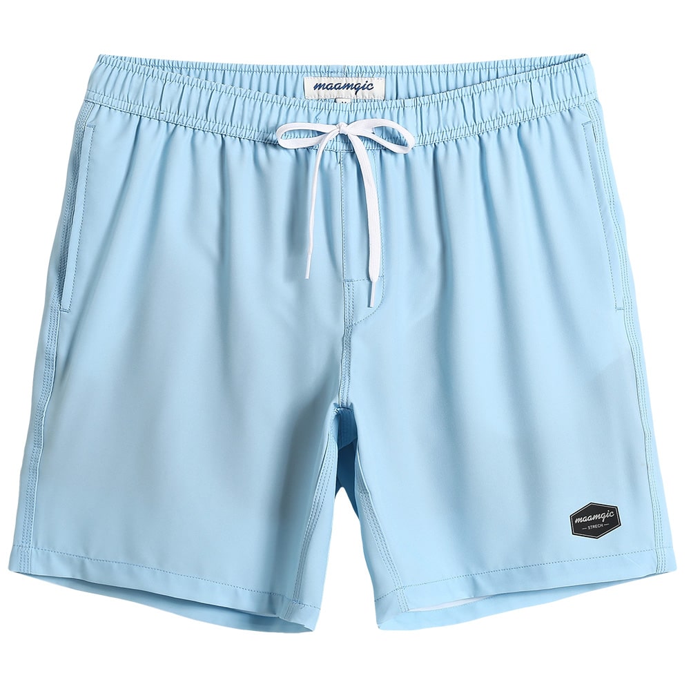 7 Inch Inseam Stretch Solid Swim Trunks-VibeCloset