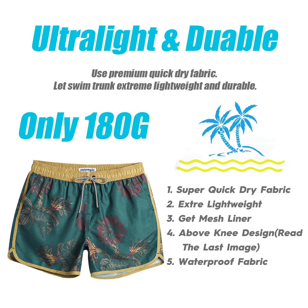 4.5 Inch Inseam Vintage Floral Swim Trunks-unboundedy