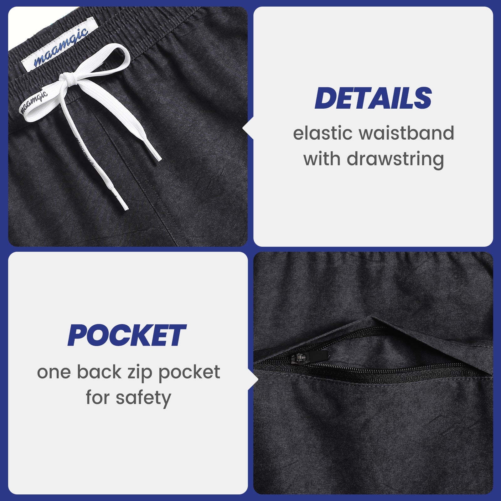 5.5 Inch Inseam Stretch Solid Black Swim Trunks-VibeCloset