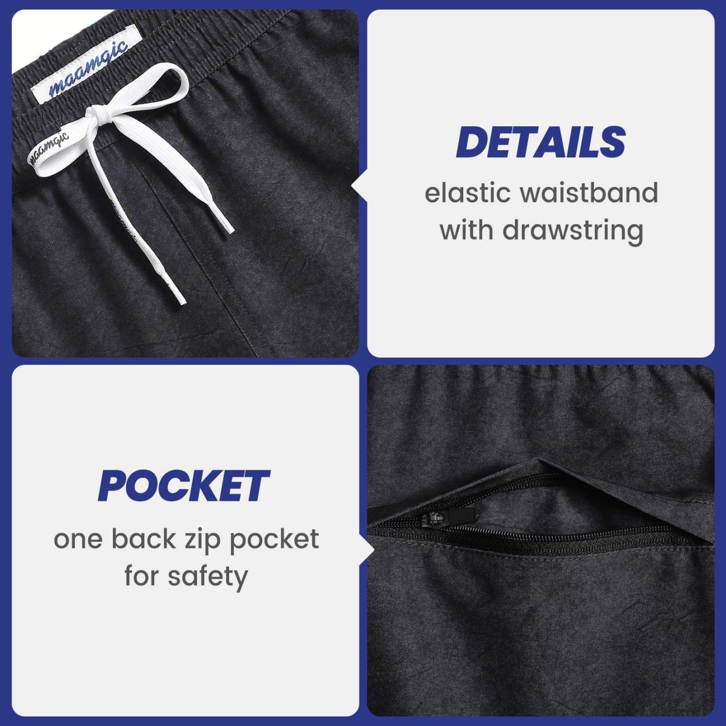 5.5 Inch Inseam Stretch Solid Black Swim Trunks-VibeCloset