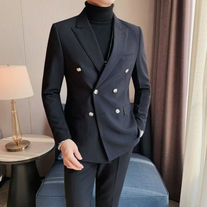 Double row double needle gun lapel suit single jacket
