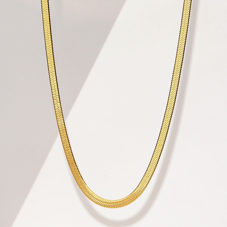 Golden lock bone chain flat snake bone chain necklace