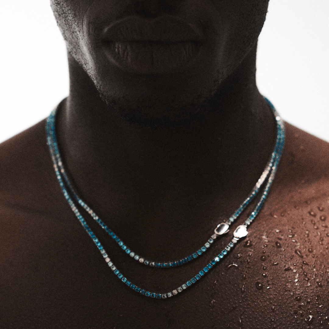 Blue Tennis Chain (Silver) 3mm-unboundedy