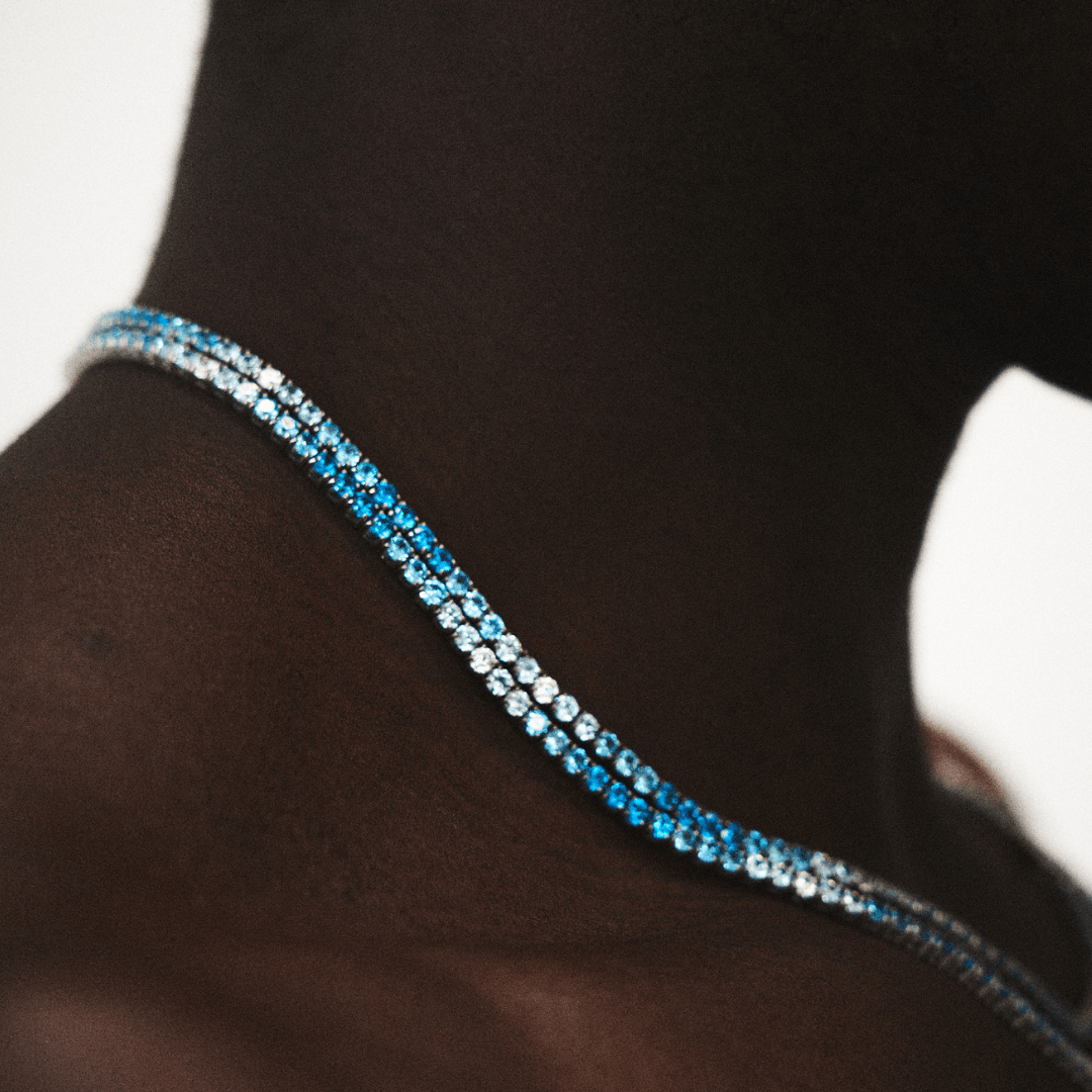 Blue Tennis Chain (Silver) 3mm-unboundedy