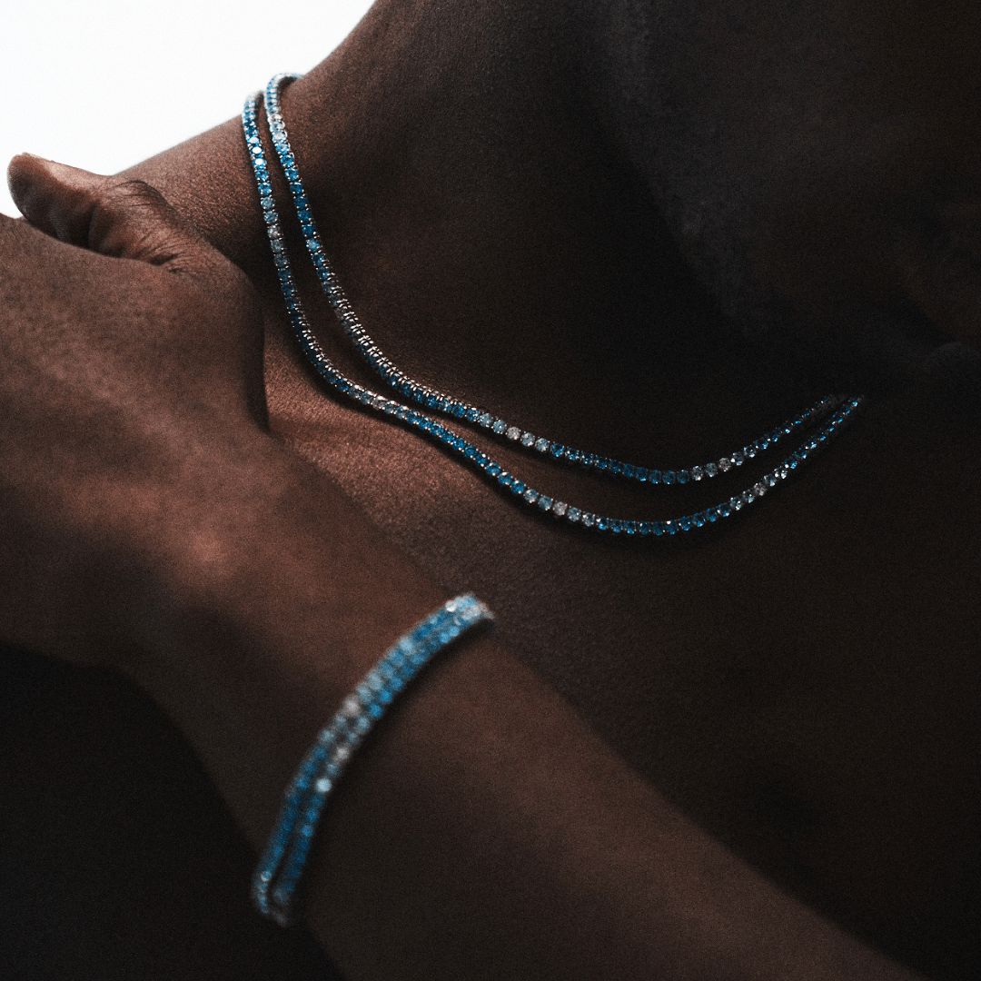 Blue Tennis Chain (Silver) 3mm-unboundedy