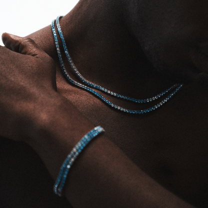Blue Tennis Chain (Silver) 3mm-unboundedy