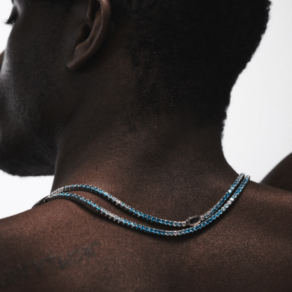 Blue Tennis Chain (Silver) 3mm-unboundedy
