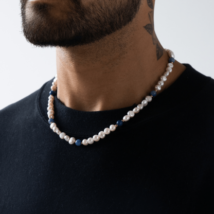 Cobalt Blue - Real Pearl Necklace-unboundedy