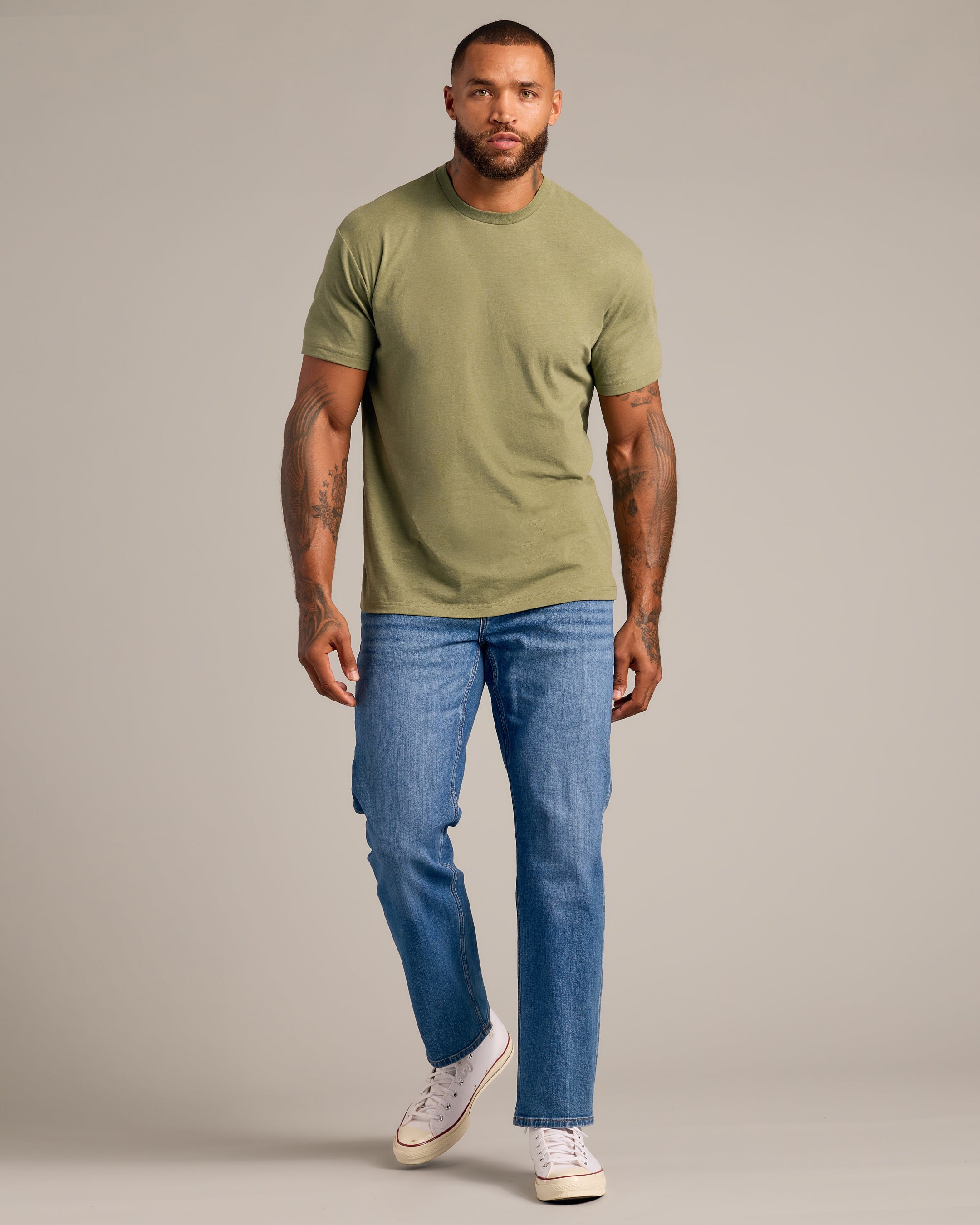 Dark Heather Willow Short Sleeve Crew Neck Tee-VibeCloset