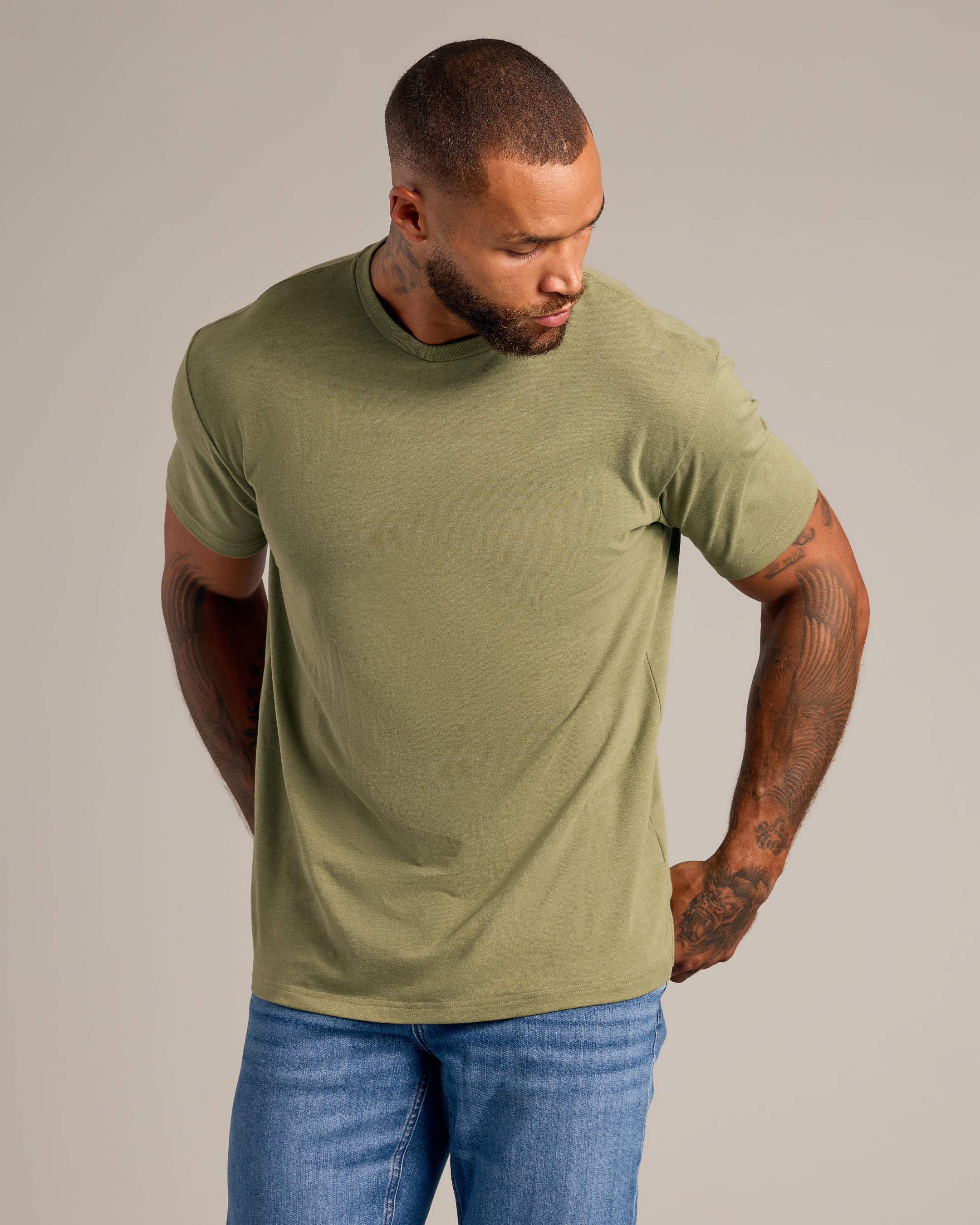 Dark Heather Willow Short Sleeve Crew Neck Tee-VibeCloset
