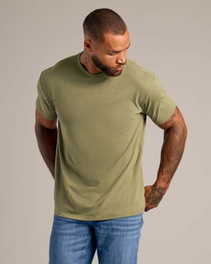 Dark Heather Willow Short Sleeve Crew Neck Tee-VibeCloset