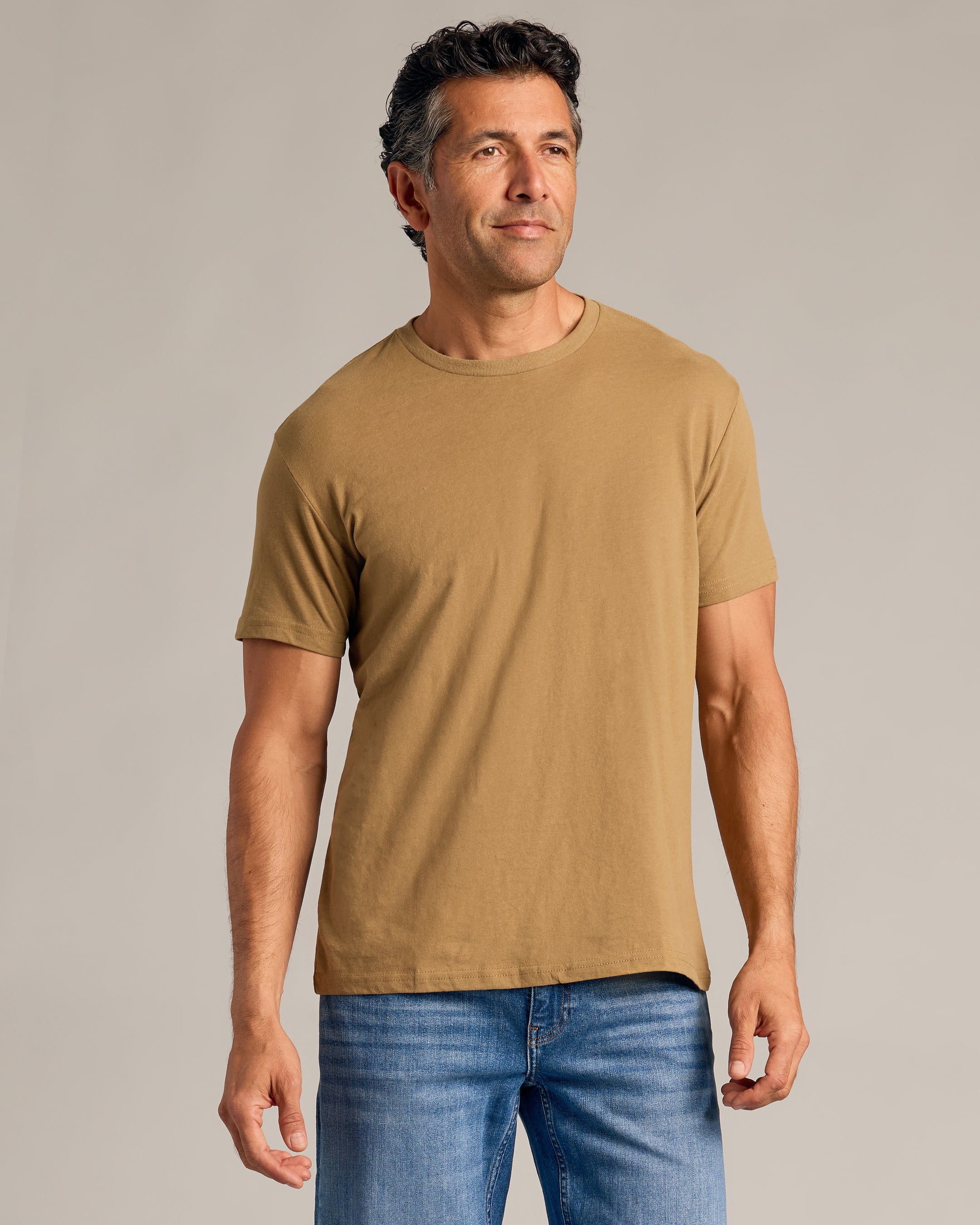 Tan 499 Short Sleeve Crew Neck Tee-VibeCloset