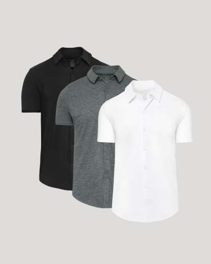 Short Sleeve Comfort Knit Shirt 3-Pack-VibeCloset