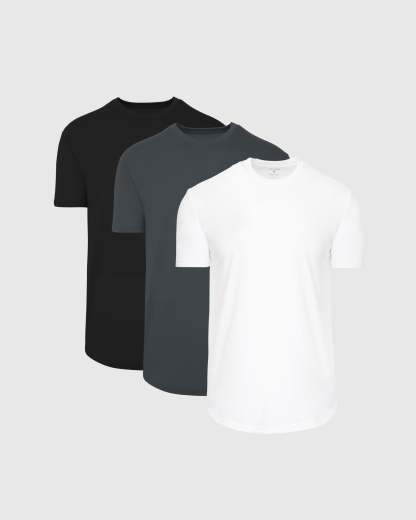 Short Sleeve Curved Hem Crew 3-Pack-VibeCloset