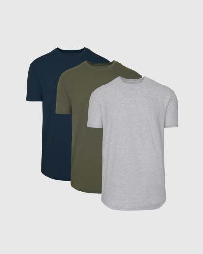 Short Sleeve Curved Hem Crew 3-Pack-VibeCloset