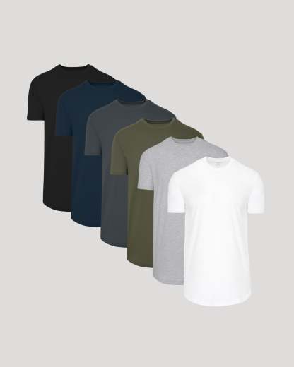 Staple Short Sleeve Tall Curved Hem Crew 6-Pack-VibeCloset