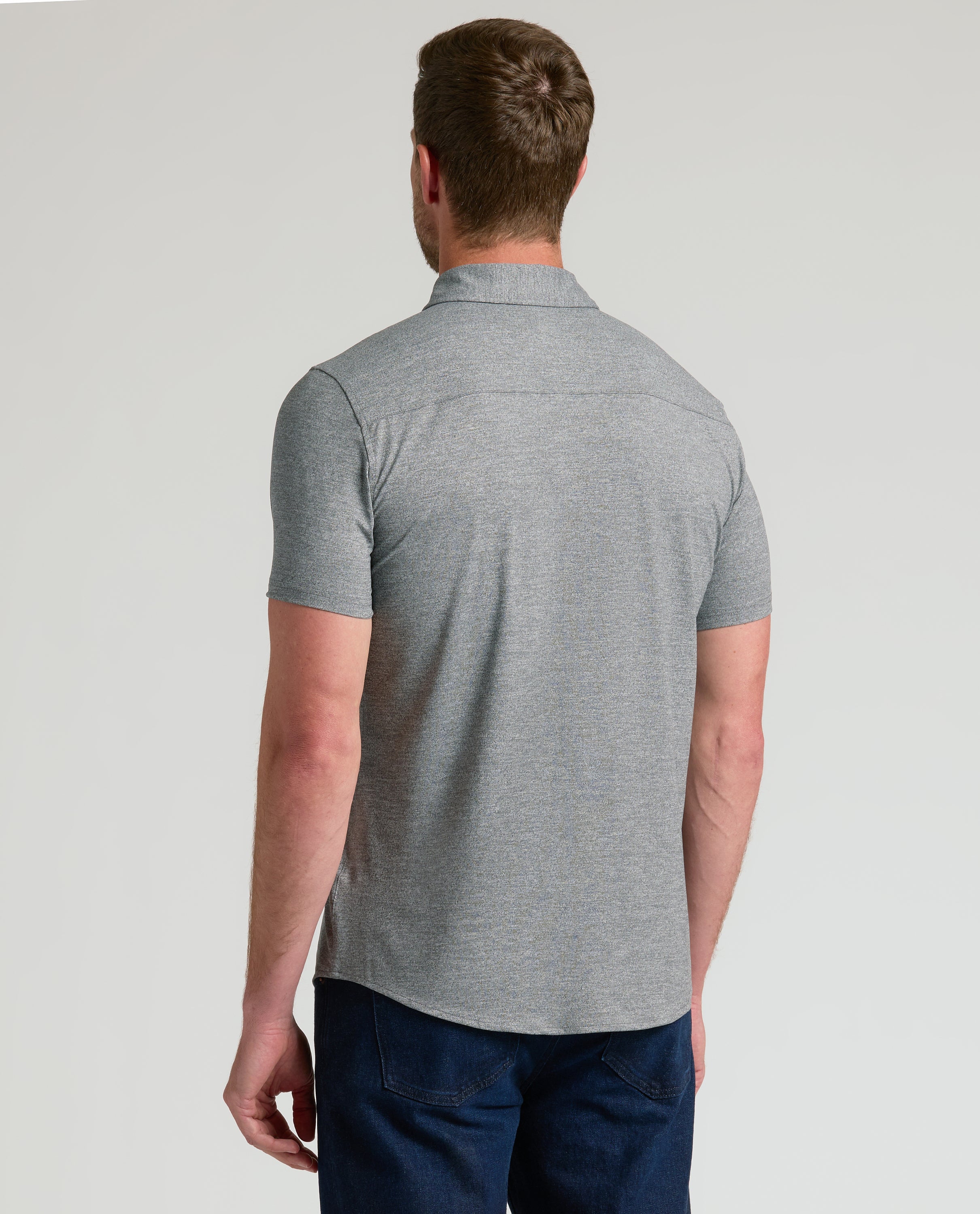 Heather Gray Short Sleeve Comfort Knit Shirt-VibeCloset