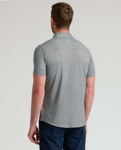 Heather Gray Short Sleeve Comfort Knit Shirt-VibeCloset