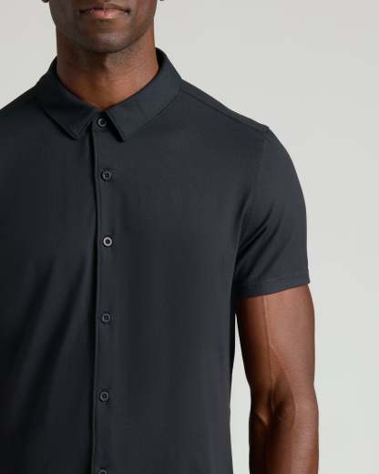 Black Short Sleeve Comfort Knit Shirt-VibeCloset