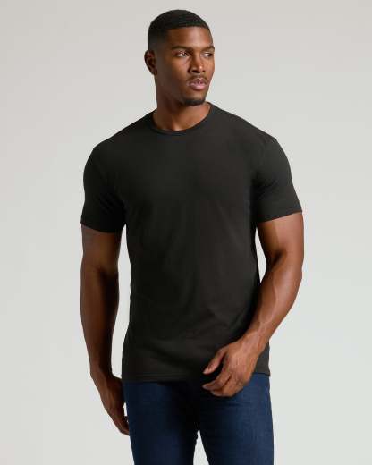 Black Tall Straight Hem Crew Neck T-Shirt-VibeCloset