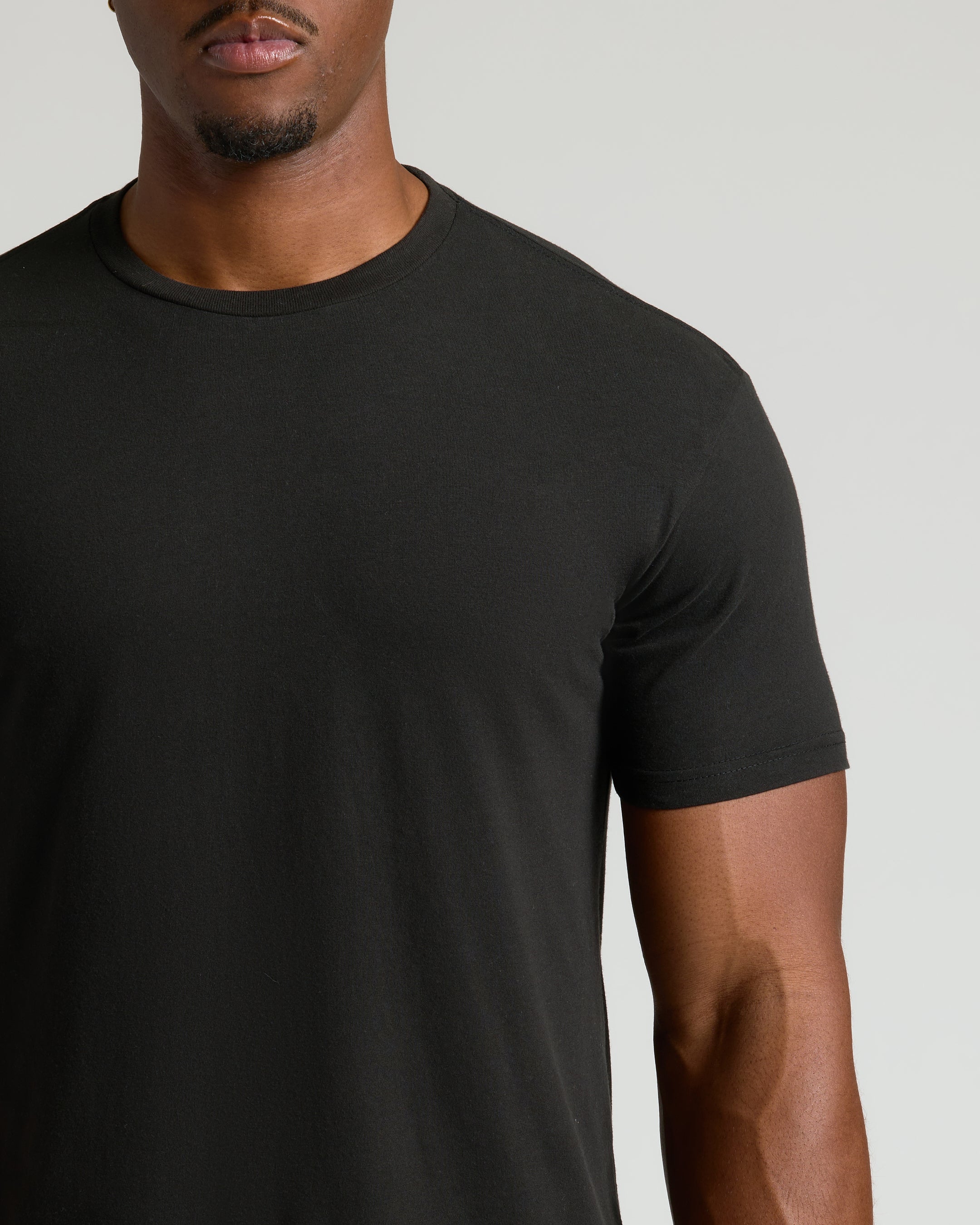 Black Tall Straight Hem Crew Neck T-Shirt-VibeCloset