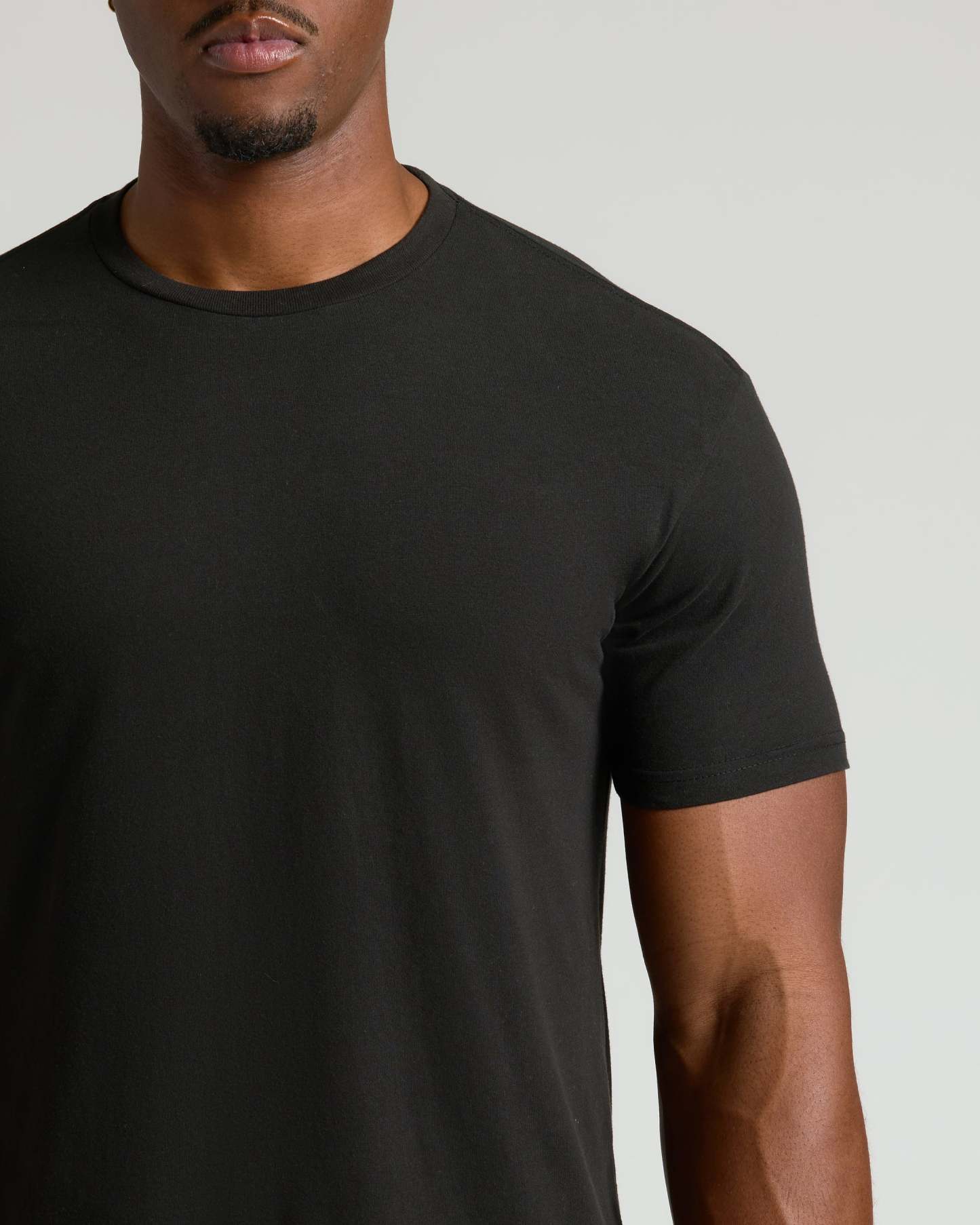 Black Tall Straight Hem Crew Neck T-Shirt-VibeCloset