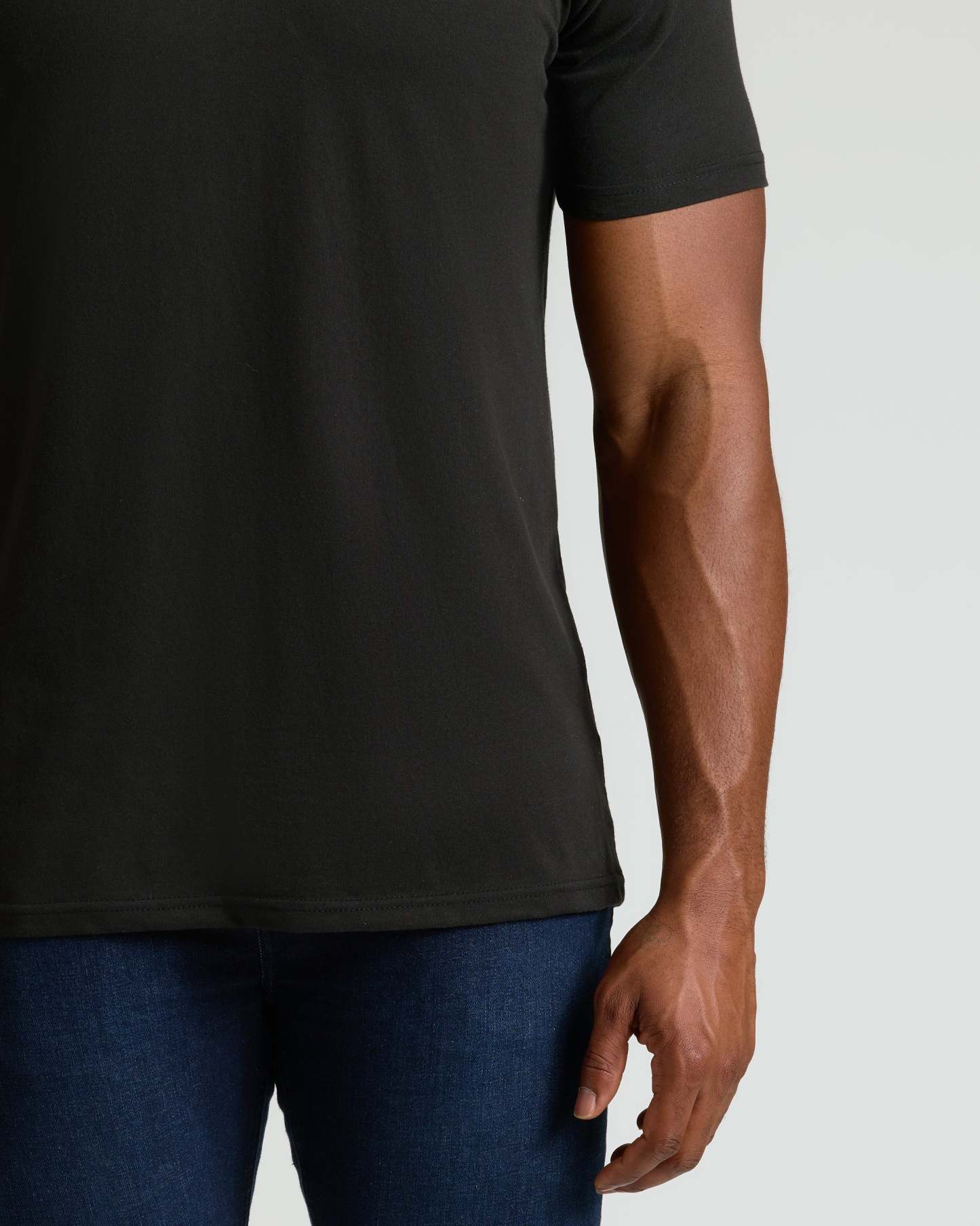 Black Tall Straight Hem Crew Neck T-Shirt-VibeCloset