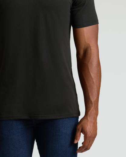 Black Tall Straight Hem Crew Neck T-Shirt-VibeCloset