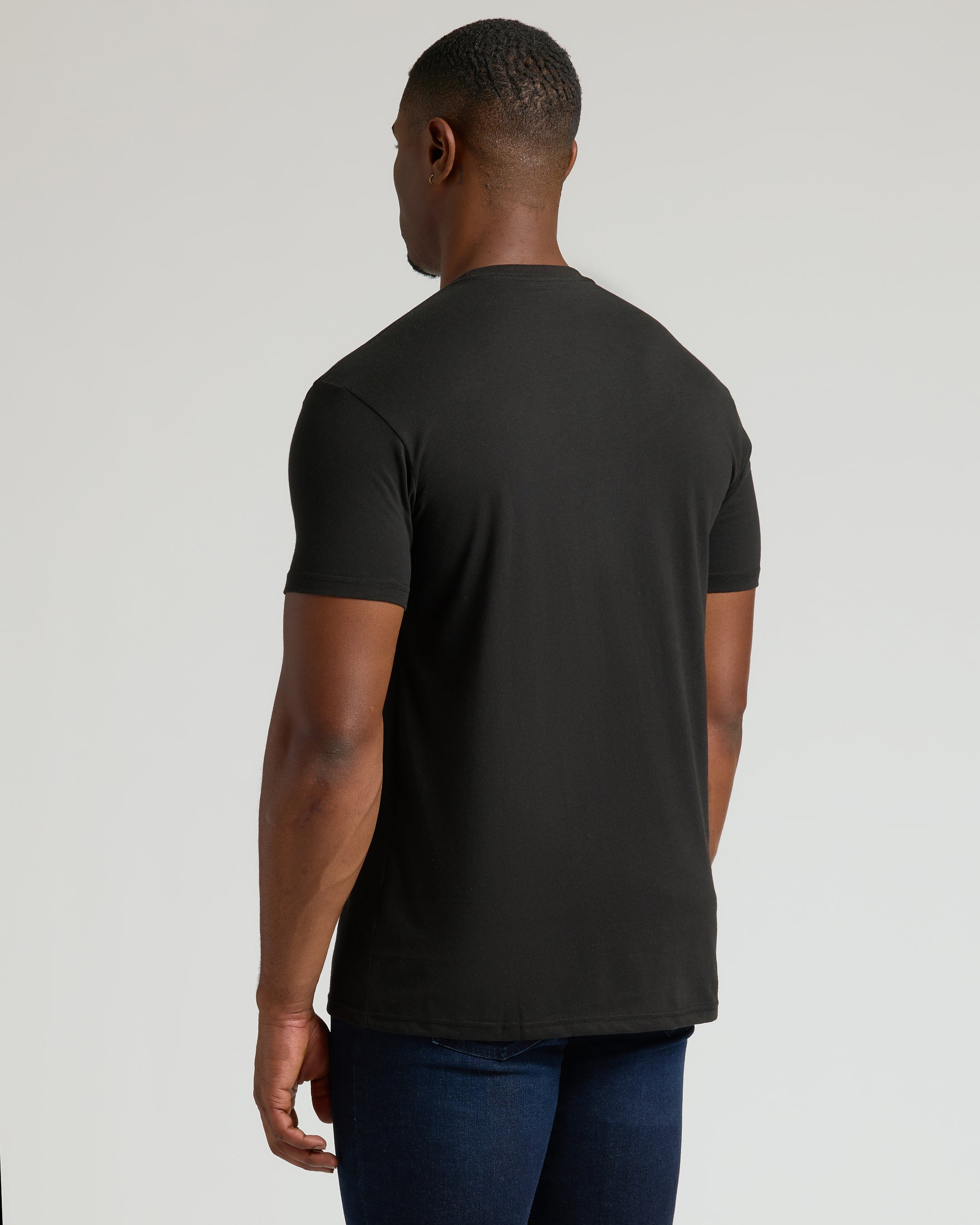 Black Tall Straight Hem Crew Neck T-Shirt-VibeCloset