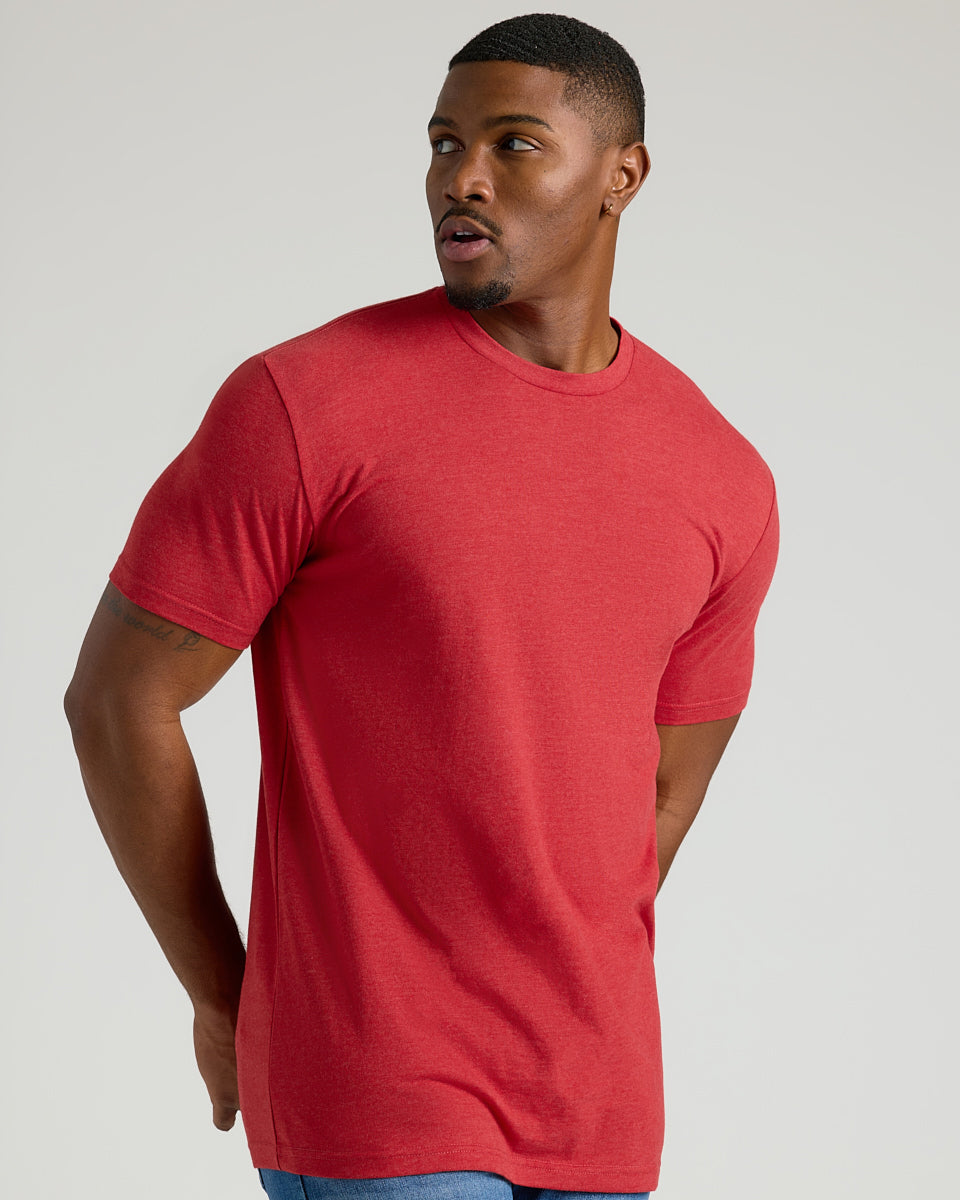Dark Heather Lava Tall Straight Hem Crew Neck T-Shirt-VibeCloset