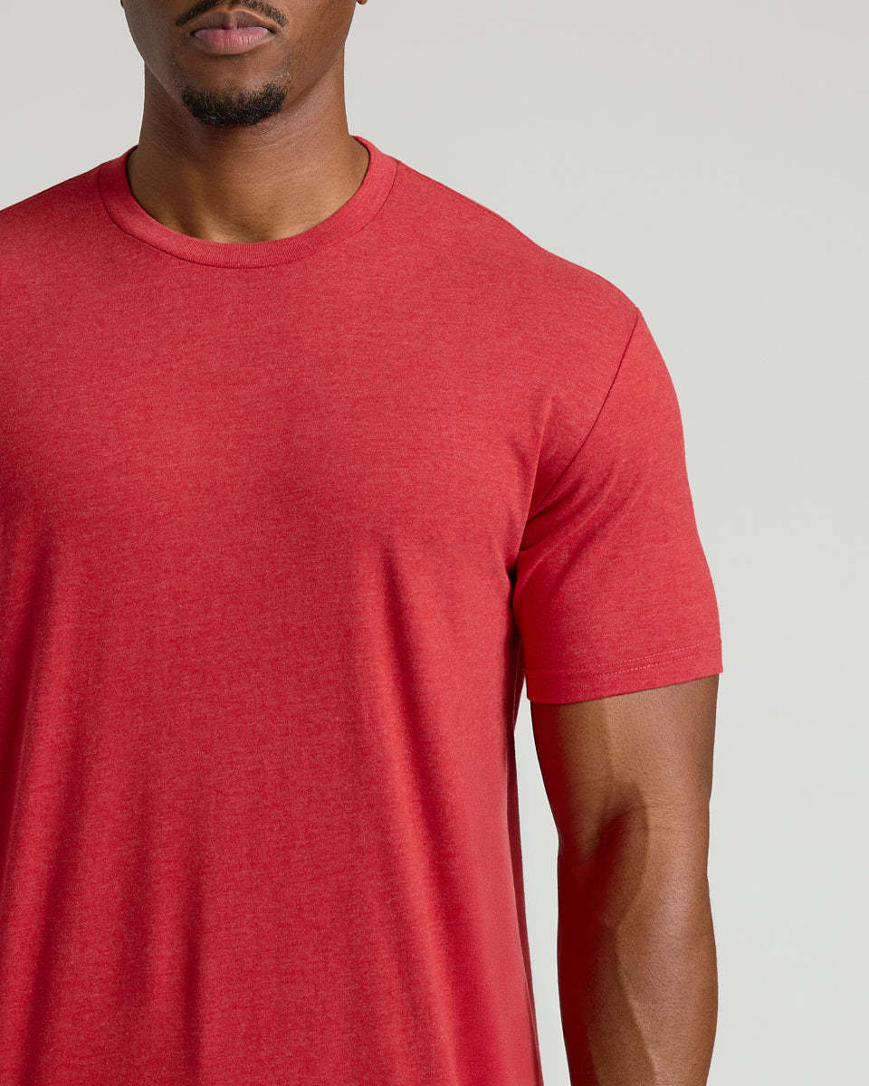 Dark Heather Lava Tall Straight Hem Crew Neck T-Shirt-VibeCloset