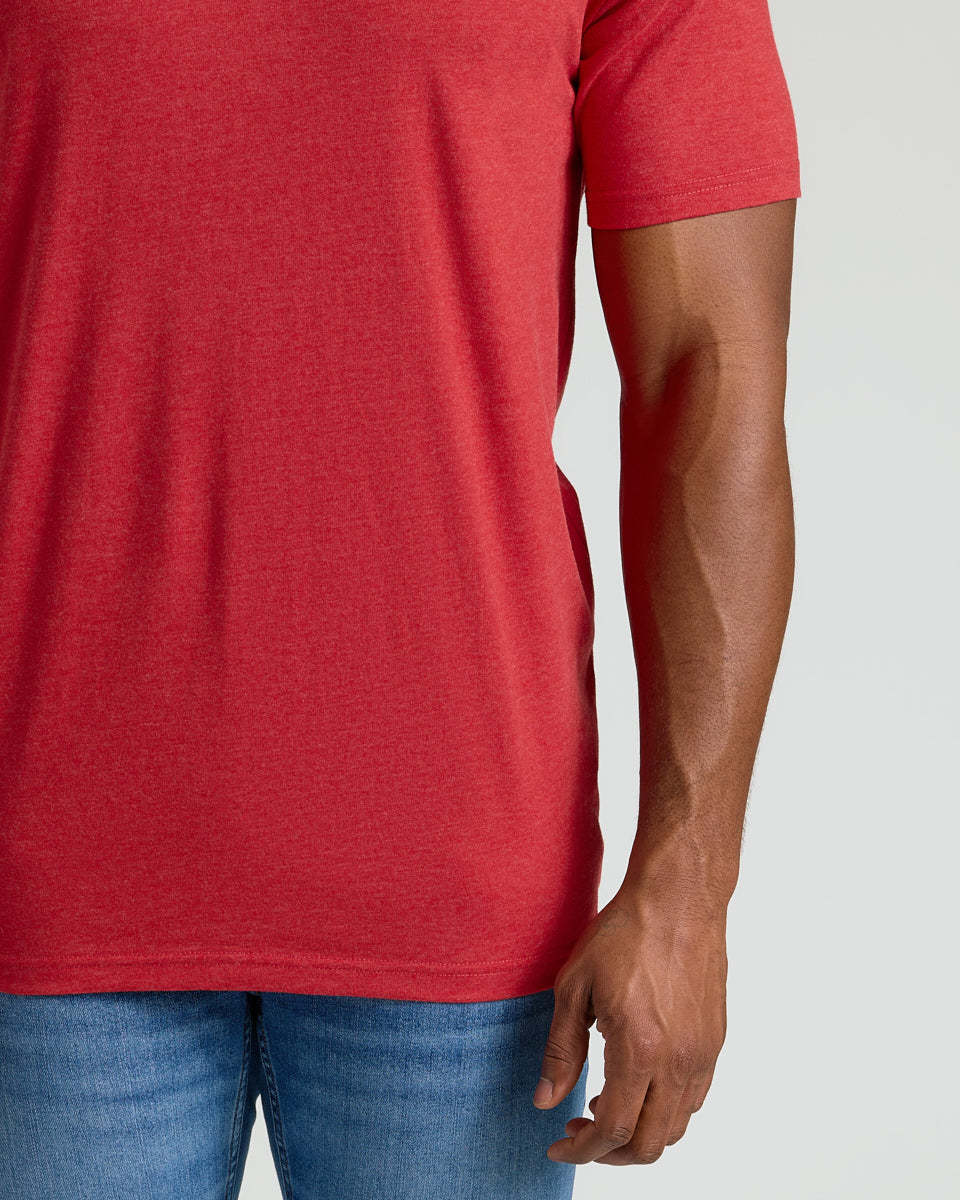 Dark Heather Lava Tall Straight Hem Crew Neck T-Shirt-VibeCloset