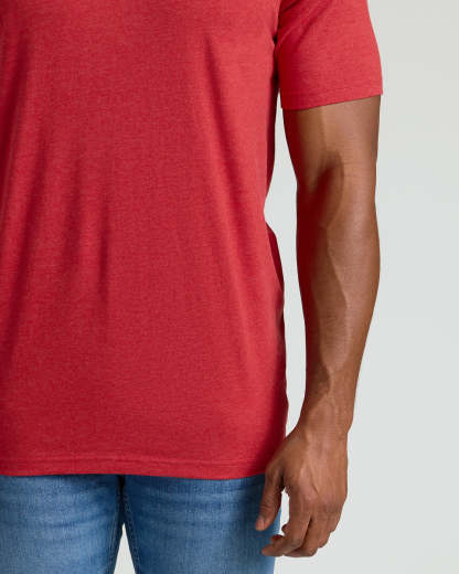 Dark Heather Lava Tall Straight Hem Crew Neck T-Shirt-VibeCloset