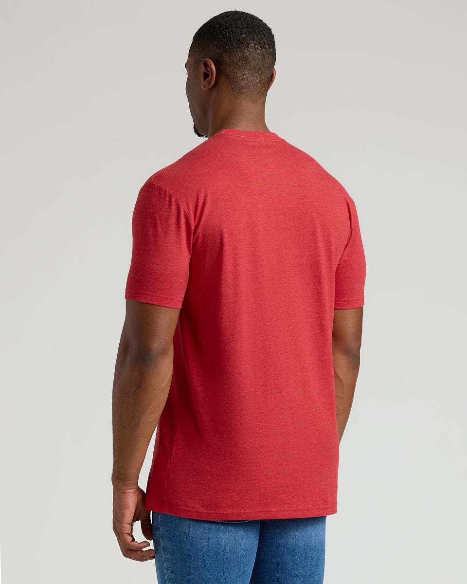 Dark Heather Lava Tall Straight Hem Crew Neck T-Shirt-VibeCloset