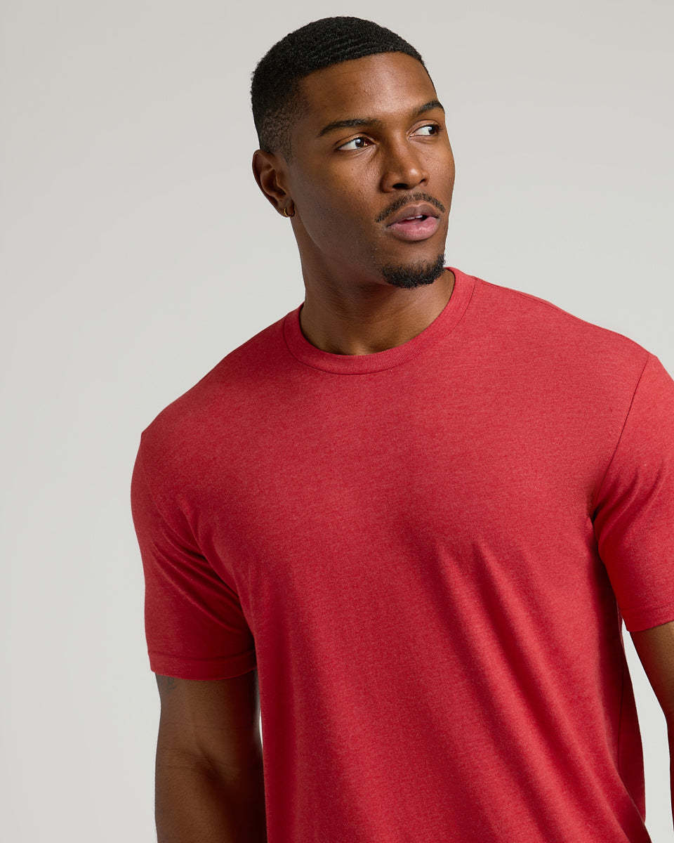 Dark Heather Lava Tall Straight Hem Crew Neck T-Shirt-VibeCloset