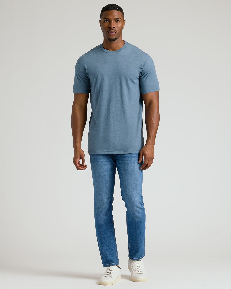 Dark Heather Tempest Tall Straight Hem Crew Neck T-Shirt-VibeCloset