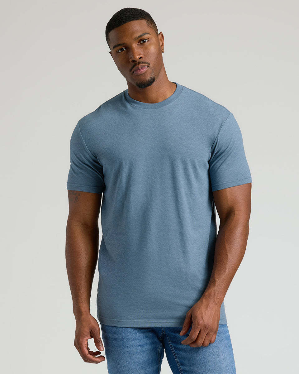 Dark Heather Tempest Tall Straight Hem Crew Neck T-Shirt-VibeCloset