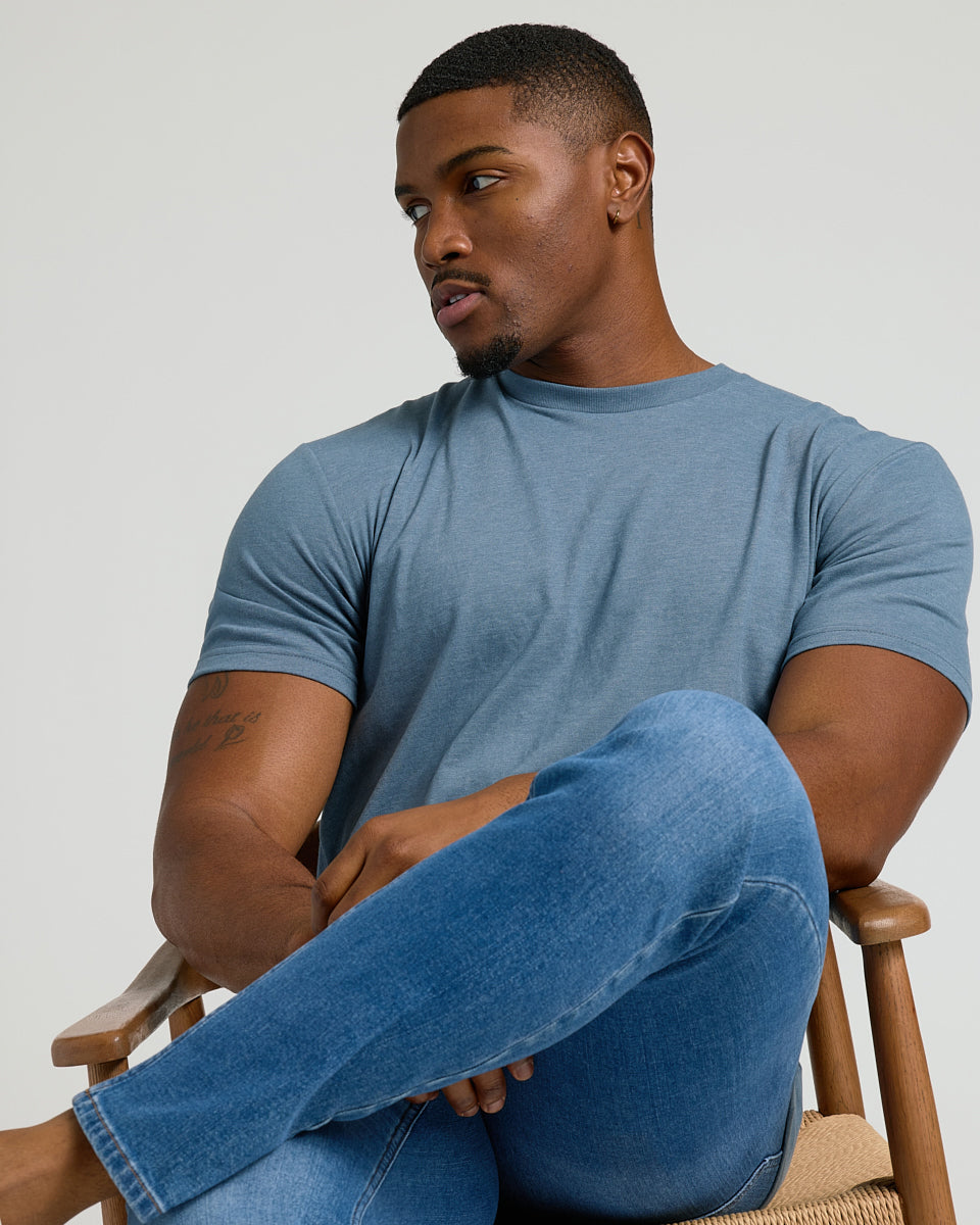 Dark Heather Tempest Tall Straight Hem Crew Neck T-Shirt-VibeCloset