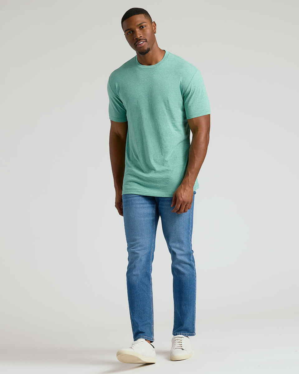 Light Heather Greenery Tall Straight Hem Crew Neck T-Shirt-VibeCloset