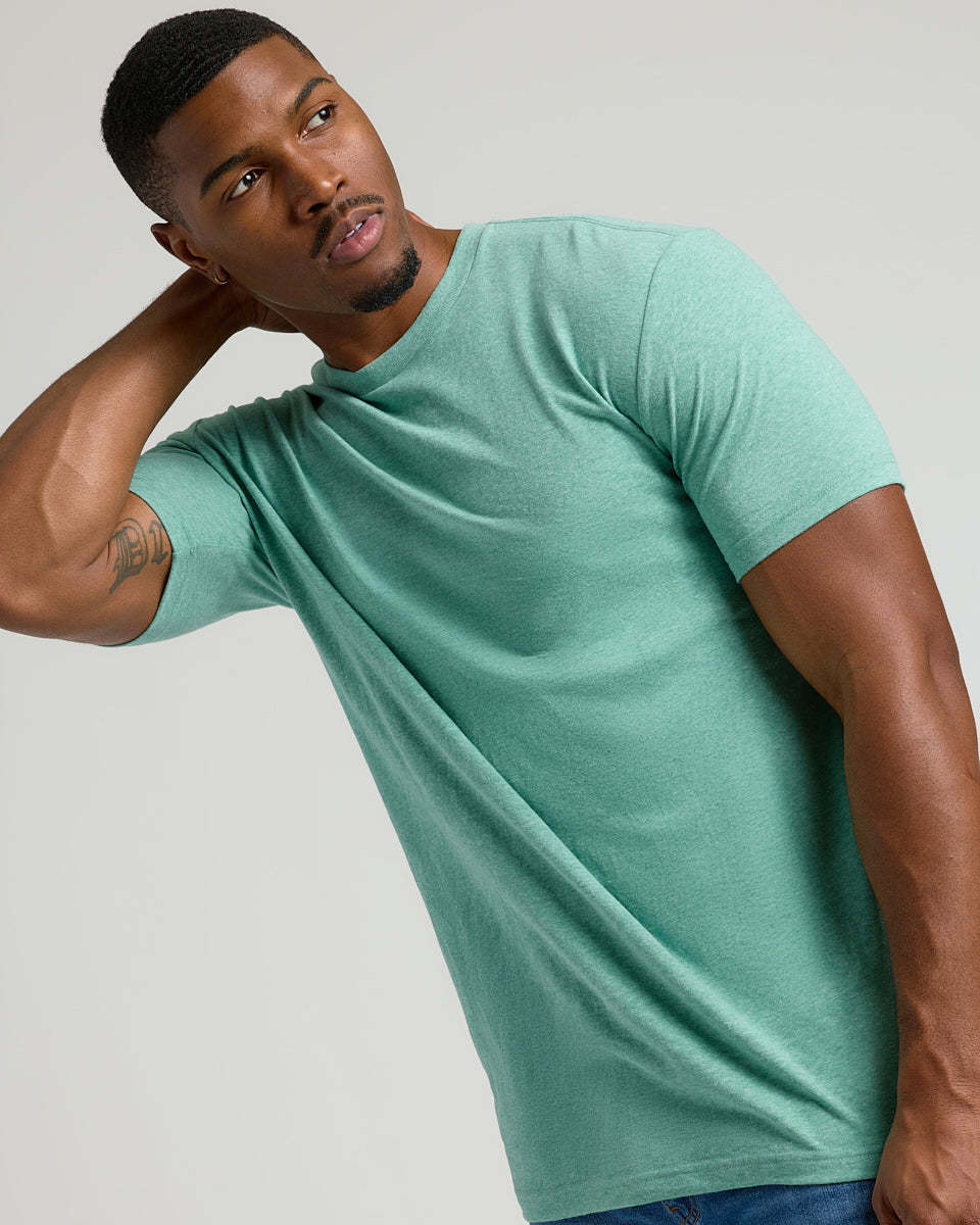 Light Heather Greenery Tall Straight Hem Crew Neck T-Shirt-VibeCloset
