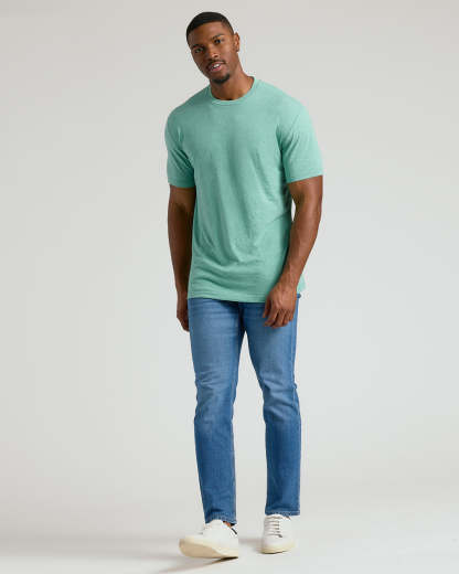 Light Heather Greenery Tall Straight Hem Crew Neck T-Shirt-VibeCloset